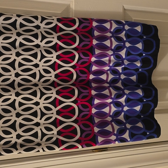 LIZ CLAIBORNE WOMENS BLACK  WHITE SYMMETRICAL SMALL CAP SLEEVES DRESSSIZE LARGE - Picture 4 of 13